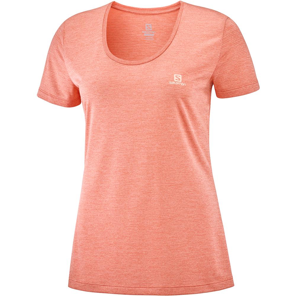 Camisetas Salomon Mujer Coral - Salomon Argentina AGILE SS W,362705-IXM